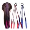 Colorful Wigs Ponytail Headbands Rubber Bands Beauty Hairs Bands Headwear Accessories Head Band Hair Ornament Daily Use(Orange pink) view 3