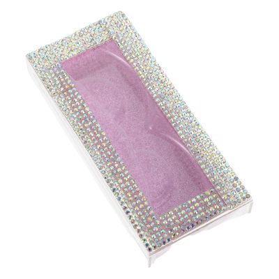 SOPOTUTU Pink Rhinestone False Eyelashes Case with Slide out Design and Tray Organizer, Protective Plastic Storage Box for Travel and Occasions