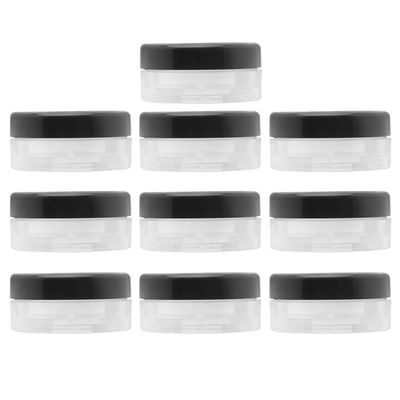 Yardwe 10pcs 10g Portable Loose Powder Box, Multi-purpose Plastic Compact Container for Travel and Makeup Bag, Black Refillable Powder Subpackaging Case