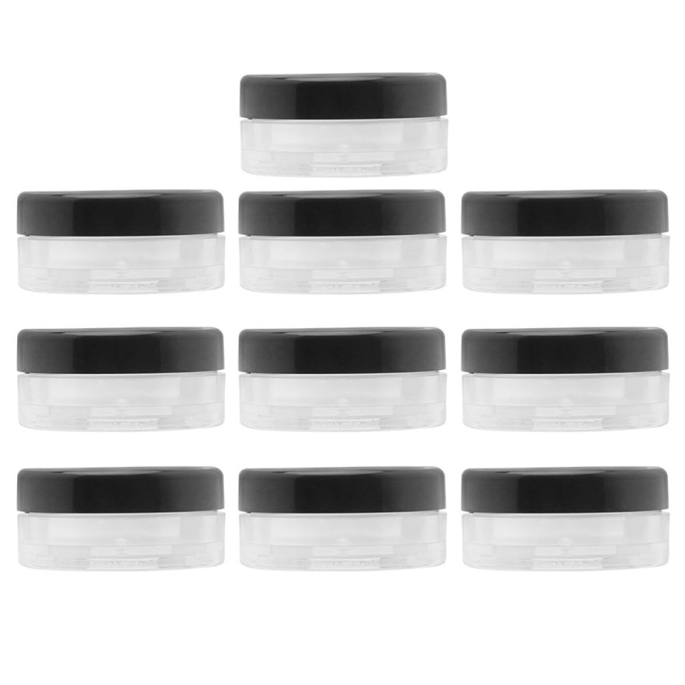 Yardwe 10pcs 10g Portable Loose Powder Box, Multi-purpose Plastic Compact Container for Travel and Makeup Bag, Black Refillable Powder Subpackaging Case
