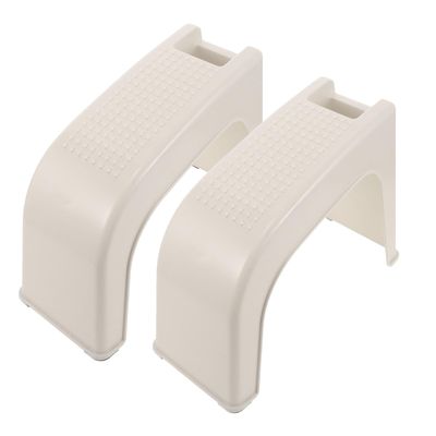 Uonlytech 2pcs Plastic Pedicure Foot Rest Stools with Built-in Storage Box, Raised Stable Base, and Spacious Antislip Platform, Beige Corner Shape for Pedicure Sessions and Bathing to Leg