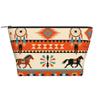 Women Ladies Makeup Cosmetic Case Holder for Makeup Brushes Jewelry Travel, Large Capacity Cosmetic Train Case Multipurpose Tote Bag Makeup Pouch (Southwest Native American Ethnic Horse Dreamcatcher) view 1