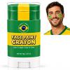 Brazil World Cup Face Paint Stick,Green Yellow and Green Brazil Soccer Fan Flag Face Body Paint Crayon,2026 World Cup Fans Eye Black,Sweatproof & High Pigment for Football,Rugby,Softball,Baseball view 1