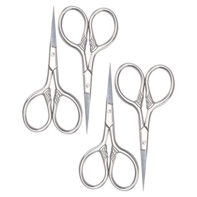 Beavorty 4pcs Stainless Steel Beard and Mustache Trimming Scissors Set for Men, Portable and Lightweight Grooming Tool, for Traveling and Precise Facial Hair Care