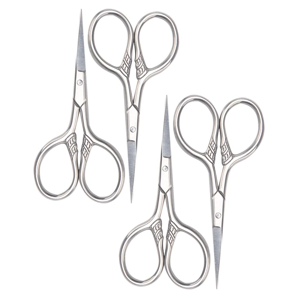 Beavorty 4pcs Stainless Steel Beard and Mustache Trimming Scissors Set for Men, Portable and Lightweight Grooming Tool, for Traveling and Precise Facial Hair Care