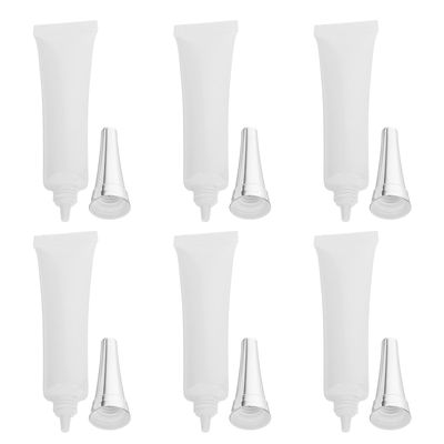 MOBUTOFU 6pcs White Plastic Refillable Eye Cream Tubes 15ml 0.5oz Leakproof Design with Tight Cap Soft Squeeze Bottles for Travel Cosmetic Collection and Lip Gloss Creams