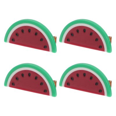 FUTUREORYY 4pcs Watermelon Hair Clips for Women Lightweight Artificial Fruit Hair Barrettes Made of Acetic Acid and Metal Cute and Stylish Accessories for Everyday Wear