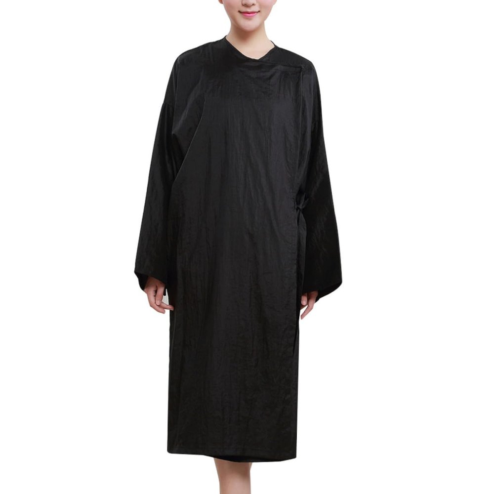 FUTUREORYY Black Nylon Taffeta Hair Dyeing Apron for Salon and Spa Waterproof Easy to Wear Hair Cutting Gown