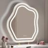 Irregular Tabletop Vanity Mirror with LED Lights, Cloud Shape Illuminated Cosmetic Mirror, Touch Switch 3 Lighting Modes for Makeup and Shaving(47x62cm/18.5x24.4in) view 1