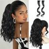 Synthetic Long Wavy Ponytail Hairpiece Wrap On Clip Hair Extensions With Bangs Clips Front Two Side Fringe For Women Daily Use(Chestnut Brown) view 3