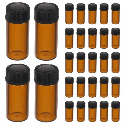 ELEOUTI 100pcs Amber Glass Essential Oil Bottles with Inner Plug Refillable Small Dropper Vials for Aromatherapy DIY Perfume Cosmetic Oils Travel Sample Containers