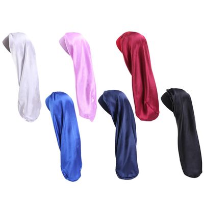 Zerodeko Satin Sleeping Cap Elastic Long Hair Headband Lightweight Breathable Hair Protection Hat 6pcs for Adults for Wash Face and Make