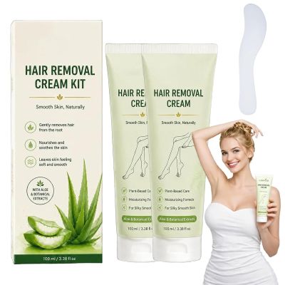 Lumivona Hair Removal Cream for Women & Men, Gentle Depilatory Cream with Cica, Chamomile & Aloe Vera, Body Hair Remover for Legs Arms Underarms Bikini Line, Sensitive Skin Formula (2 Pack)