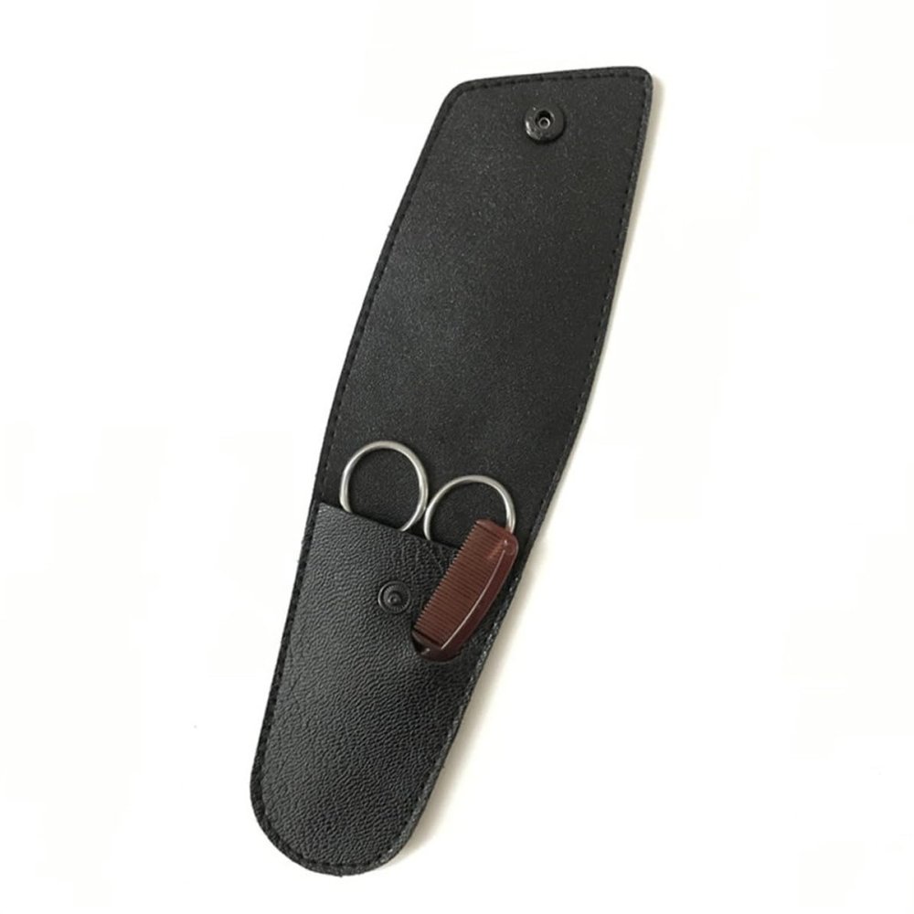 Yardwe Men's Beard Trimming Scissors Kit with Comb and Storage Bag, Stainless Steel Mustache Scissors for Precise Trimming, Easy to Carry, for Hair Salons and Barber Shops, Black