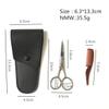 Yardwe Men's Beard Trimming Scissors Kit with Comb and Storage Bag, Stainless Steel Mustache Scissors for Precise Trimming, Easy to Carry, for Hair Salons and Barber Shops, Black view 2