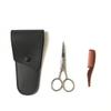 Yardwe Men's Beard Trimming Scissors Kit with Comb and Storage Bag, Stainless Steel Mustache Scissors for Precise Trimming, Easy to Carry, for Hair Salons and Barber Shops, Black view 3