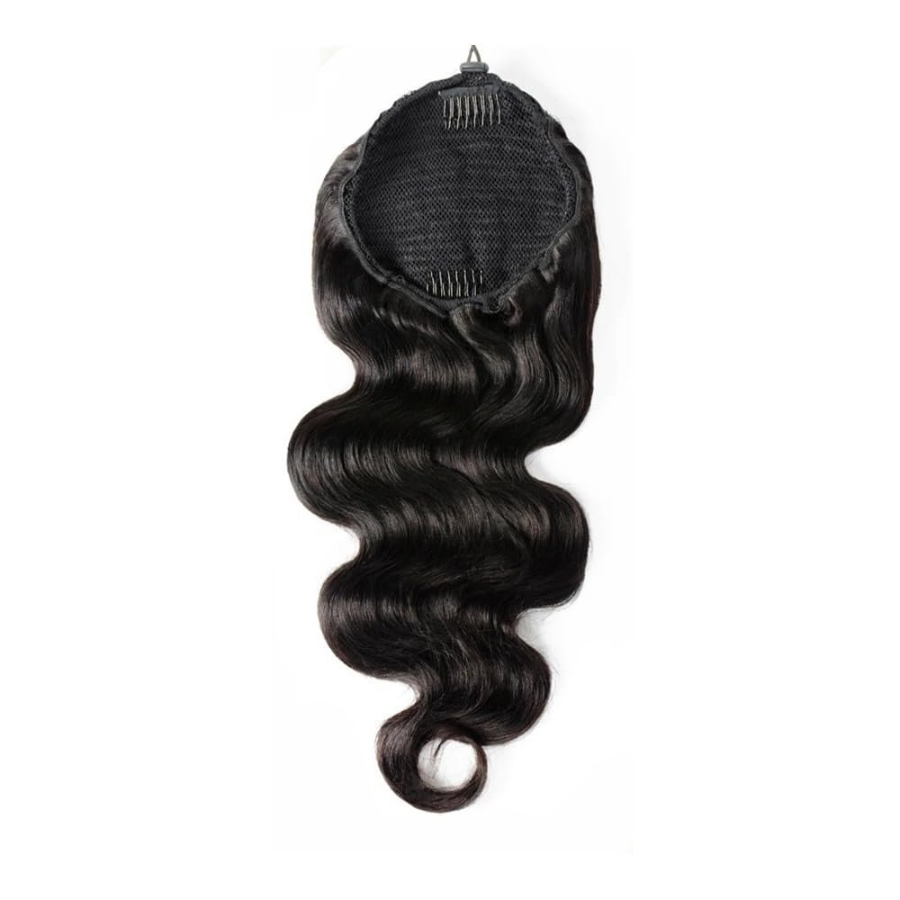 Braid Extension Body Wave Ponytails Real Hair Extensions With Drawstring 30.5-66cm Hairs Clip-in Wave Ponytail Hairpieces For Women Daily Use(24 Inch 150g)