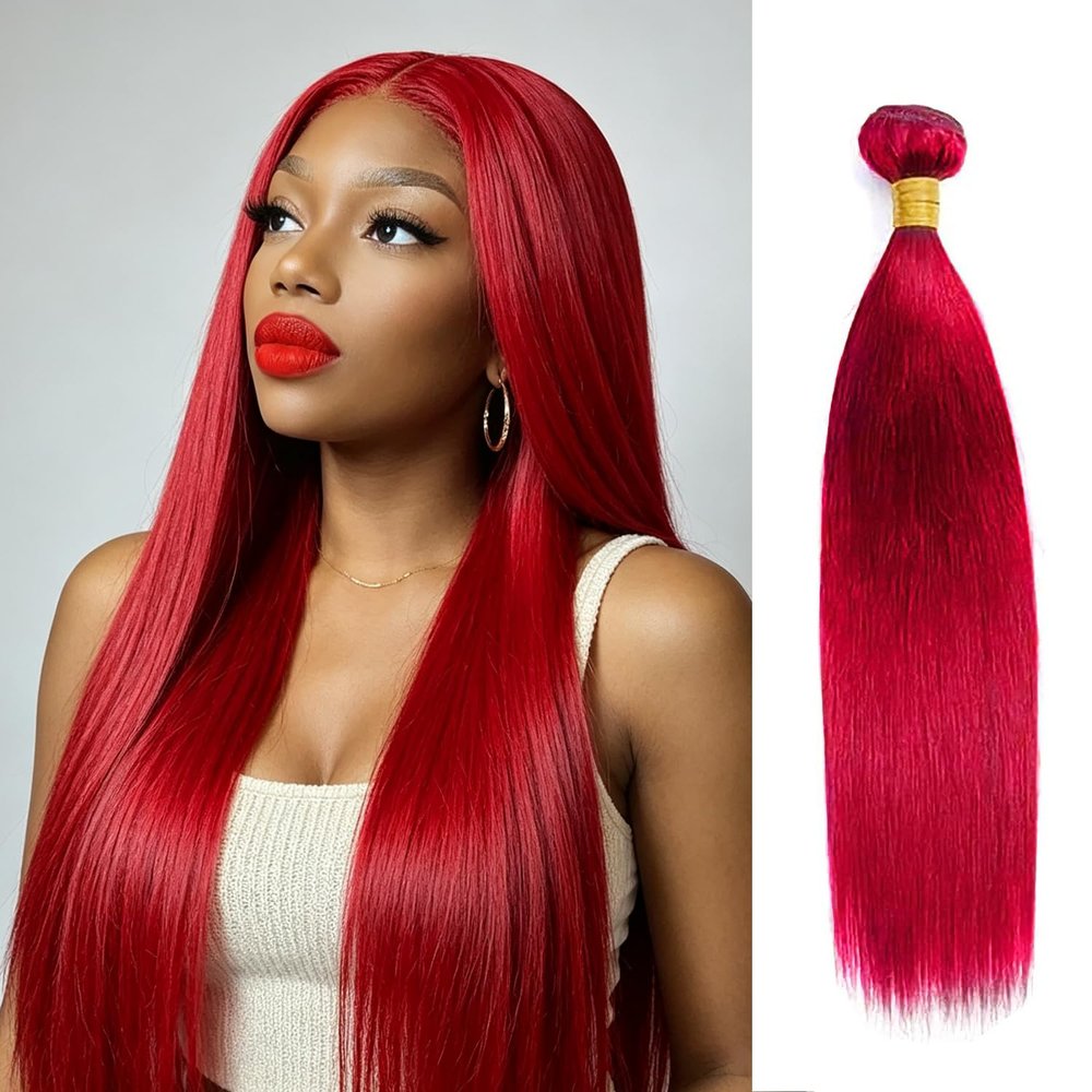 Human Hair Bundles 32 Inch Red Straight Hair Bundles,100 Gram/Bundle