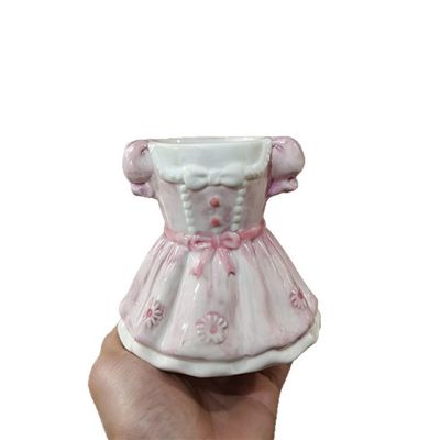 ORiver Princess Dress Makeup Brush Organizer, Bow-Decorated Desk Storage Cup for Pens & Brushes, Cute Aesthetic Room Decor for Bedroom Office Vanity