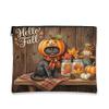 Fall Bombays Cats Makeup Bag, Holiday Cute Wood Cosmetic Travel Pouch for Women, Gifts for Girls, Autumn Portable Small Canvas Zipper Organizer 7x9 Inch view 1