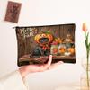 Fall Bombays Cats Makeup Bag, Holiday Cute Wood Cosmetic Travel Pouch for Women, Gifts for Girls, Autumn Portable Small Canvas Zipper Organizer 7x9 Inch view 2
