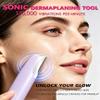 Dermaplane Razor for Women Face |Sonic Facial Hair Remover with LED Light, Electric Peach Fuzz Remover & Facial Exfoliation Tool for Smooth-Looking Skin, Eyebrow Grooming, 4 Replacement Blades,Purple view 2