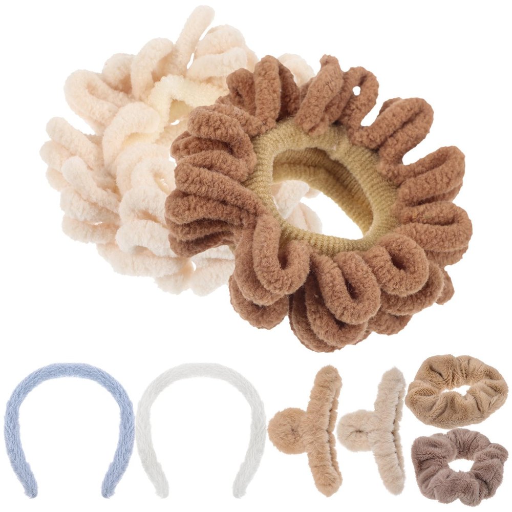 Beaupretty Plush Hair Accessories for Women and Including Fuzzy Scrunchies and Comfortable Hair Clip Made of Flocking and Abs Suitable for Shopping and Sporting