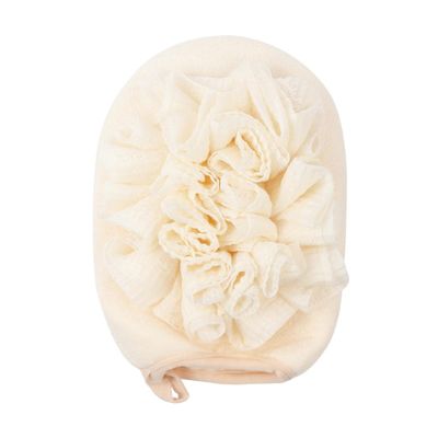SOLUSTRE Beige Bath Mesh Shower Ball with Hanging Rope, Exfoliating Sponge and Soft Cloth for Safe Use, Gift for Friends and Families in Shower and Bath