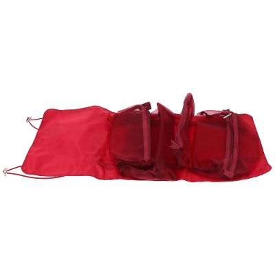Baluue Travel Toiletry Cosmetics Bag with Hanging Hook and Four Compartments Portable Nylon Makeup Organizer for Business Trip and Camping
