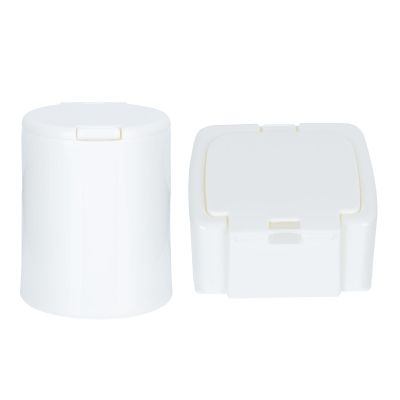 WRITWAA 2pcs Pp Cotton Swab Holder with Lid, Mini Square round Storage Containers for Makeup Balls and Cotton Swabs, Convenient Refill, Neatly Stacked, for Home and Bathroom Counter