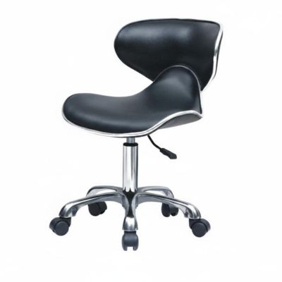 Fhtdhm Adjustable Beauty Seat Rolling Swivel Chair Ergonomic Stool Low Back Hydraulic Lift PU Leather Suitable for Salon Home Spa Body Art Studio Examination Room, Black