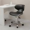 Fhtdhm Adjustable Beauty Seat Rolling Swivel Chair Ergonomic Stool Low Back Hydraulic Lift PU Leather Suitable for Salon Home Spa Body Art Studio Examination Room, Black view 3