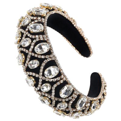 CAXUSD Elegant Rhinestone Hairband for Women with Comfortable Sponge Padding, Baroque Style Headband for Parties and Daily Wear, Unique Golden Headdress Accessory