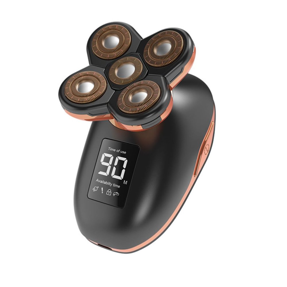 EXHUMKY Rechargeable 5-Head Electric Shaver for Men with LCD Display, USB Charging, Abs Material, Comfortable Handle, Skin-Safe Design, Waterproof for Wet and Dry Use