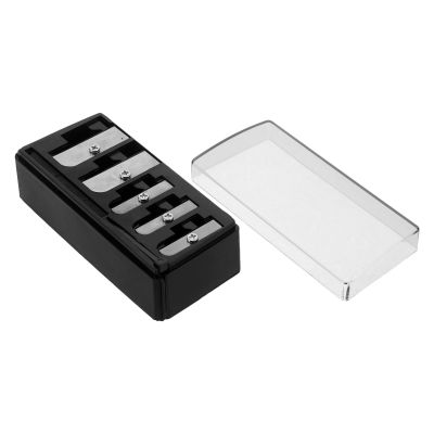Tofficu Eyeliner Pencil Sharpener with 5 Holes Compact Multi-Slot Manual Makeup Pencil Sharpener Space-Saving Design with Plastic Lid for Vanity and Travel