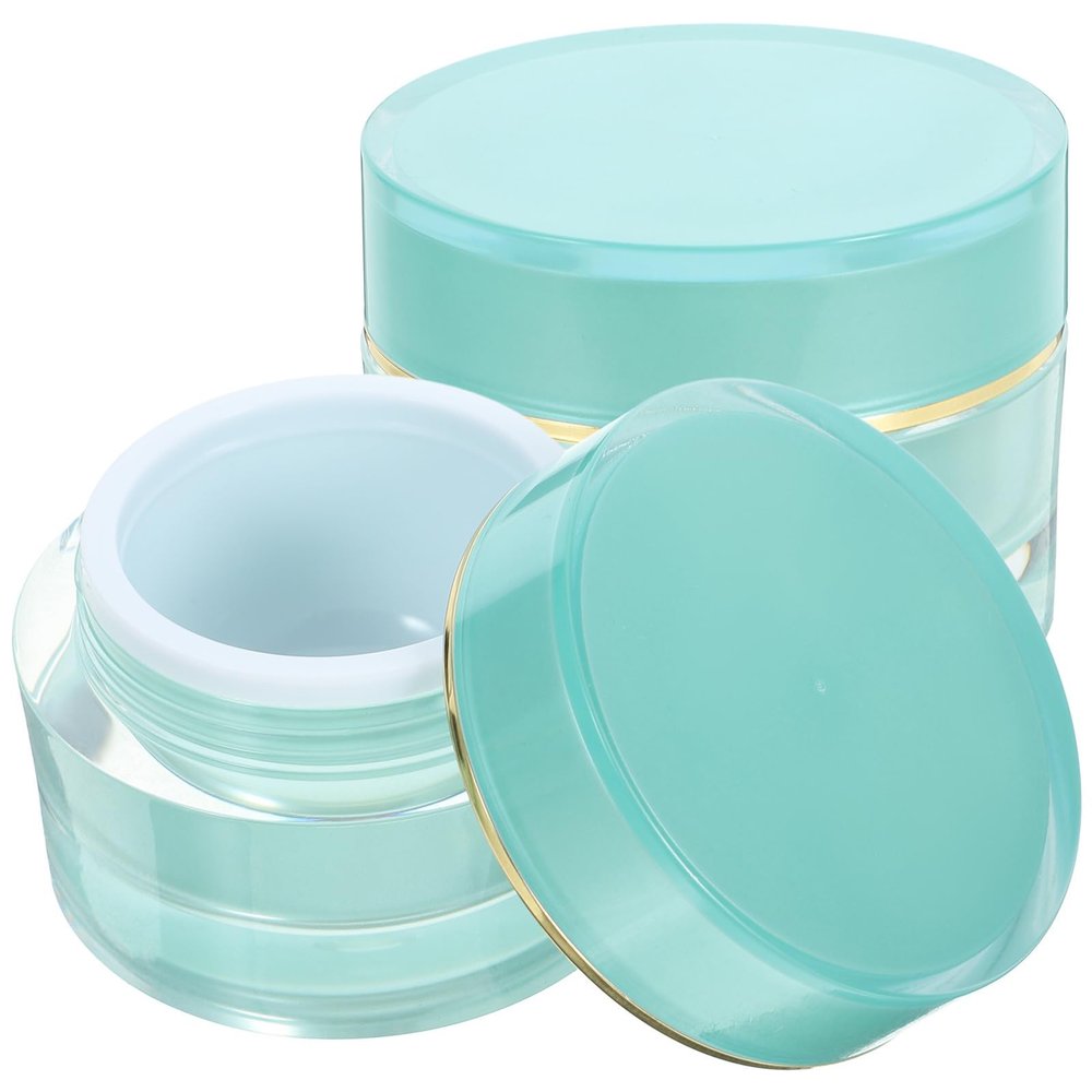Tofficu 2 Pcs Portable Refillable Acrylic Cream Jars with Lids for Face and Eye Creams, 30g Travel Cosmetic Bottles with Simple and Delicate Design, for Camping and Business Trips