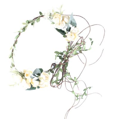 Ciieeo Bohemian Style Floral Hair Headband Wreath with Simulated Cloth Flowers, Eye-catching Photo Prop for Wedding and Photography Beach Accessories