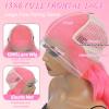 Tobeallo 32 Inch Pink Human Hair Wig Pink Body Wave 13x6 HD Lace Front Wigs view 3