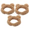 Lurrose 3 Pcs Khaki Bear Ears Headbands for Women, Elastic Design Fabric Makeup and Spa Hairbands, Simple to Wear Face Washing Hairbands for Spa and Makeup view 1