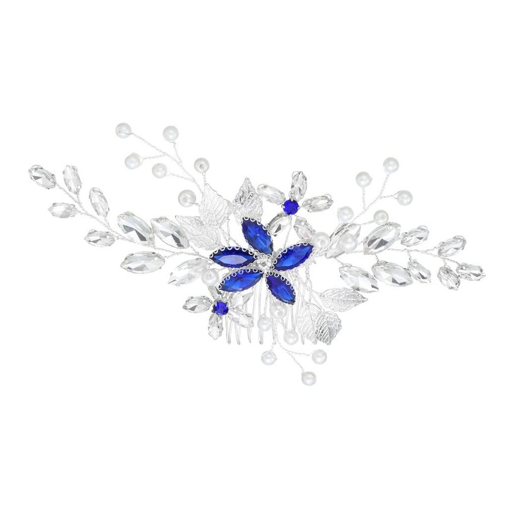 GFHSKRPL Crystal Hair Comb Bridal Headwear Wedding Accessories Handmade Leaf Pearl Ladies Clips