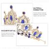 TOMETURE Delicate Blue Crystal Wedding Headband for Women, Alloy Bridal Crown Hair Accessory, Easy to Wear and Take, for Photo Shoots and Engagement view 4
