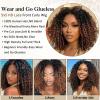 14inch Brown Ombre Burmese Curly Human Hair Wig with Finger Coil Curls view 3