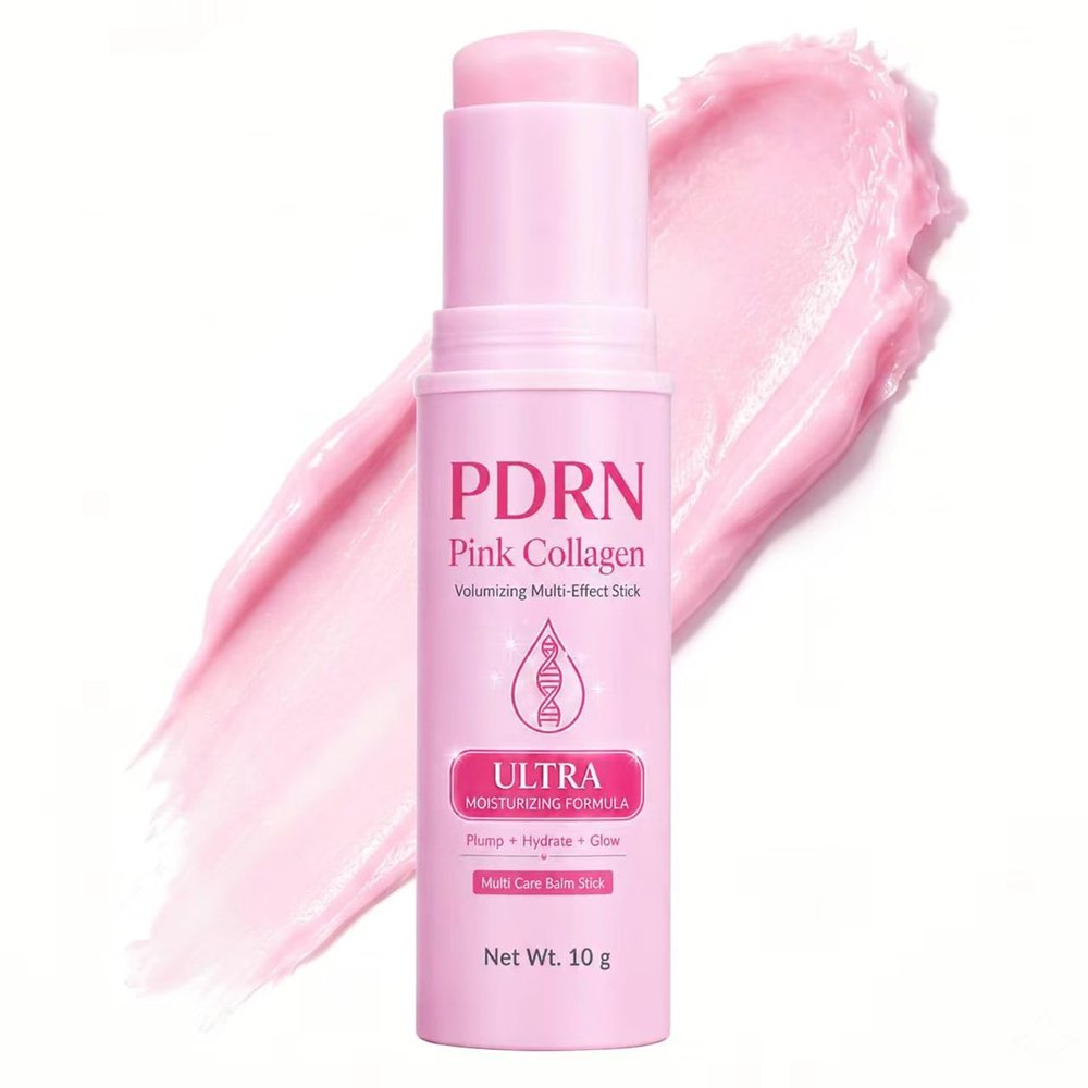 OVRENA Collagen Plumping Balm Stick with Volufiline, Pink Multi Balm for Face Eyes Lips Neck, Firming Hydrating Stick for Fine Lines