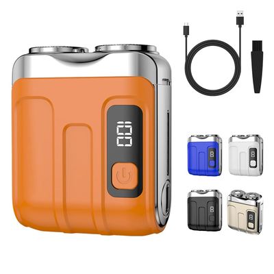 Electric Foil Shaver for Men Portable Cordless Razor with 2 Floating Blades, 9000 RPM High-Speed Motor, LED Display & USB-C Fast Charging Ideal for Travel, Home & Daily Grooming (Orange)