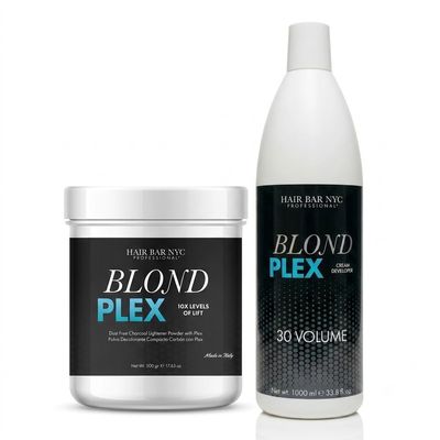 Hair Bar NYC Blond Plex Charcoal Lightening Kit with 30 Vol Developer