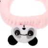 ORFOFE Cute Pink Panda Cartoon Face Washing Headband for Women Adults, Comfortable Coral Fleece Hair Band, Easy to Wear Spa Makeup Headband for Daily Skincare view 3