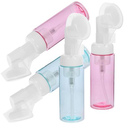 NUOBESTY 4 Pcs 60ml Portable Foam Pump Bottles for Soap and Shampoo, Plastic Empty Foaming Soap Dispenser Bottles with Brush, Sturdy Design for Personal Use and Travel