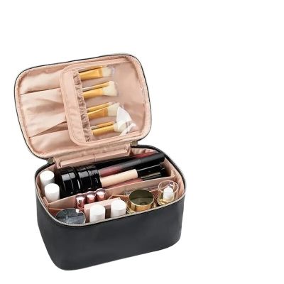 SRJUSV Large Capacity PU Waterproof Toiletry Storage Bag Women's Travel Portable Cosmetics For Women Men to Travel(Black)
