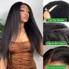 Forevermore Yaki Straight V Part Wig Human Hair Kinky Straight Vpart Human Hair Wig For Black Women 24 Inch Upgrade Glueless U Part Wig Half Wigs Clips In No Leave Out 180% Density Natural Color view 2