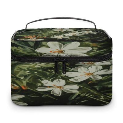 FodPand Flowers And Green Leaves Makeup Bag Toiletry Bag Cosmetic Bags